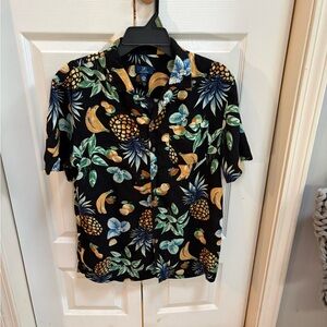 George Black Tropical Fruit Print Button-Down Shirt